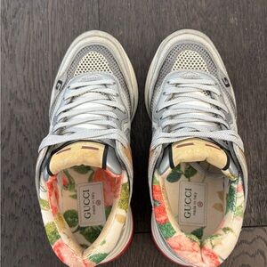 Gucci Ultrapace Silver Floral Sneakers